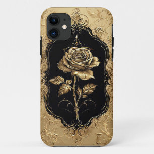 Golden Embellished Rose Decoration Case-Mate iPhone Case