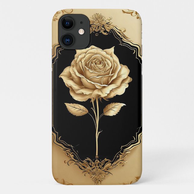 Golden Embellished Rose Decoration Case-Mate iPhone Case (Back)