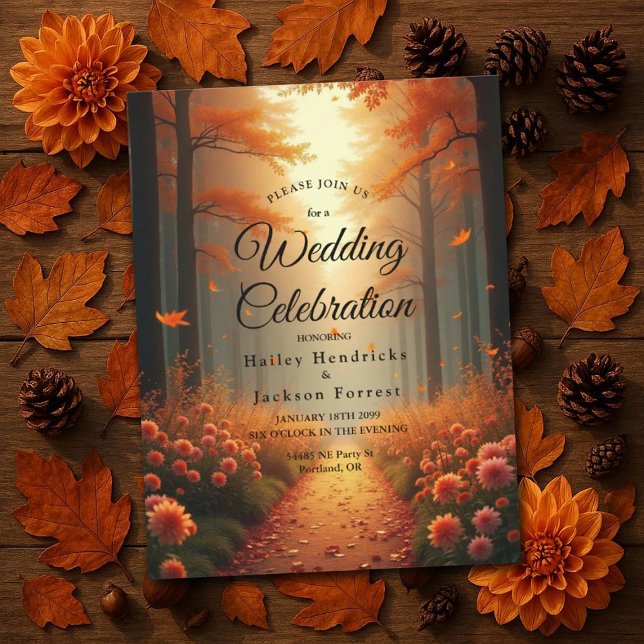 Golden Ember Autumn Woodland Stroll Invitation (Creator Uploaded)