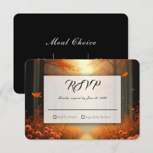 Golden Ember Autumn Woodland Stroll RSVP Card