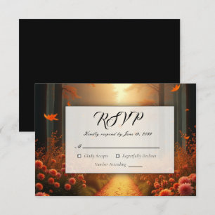 Golden Ember Autumn Woodland Stroll RSVP Card