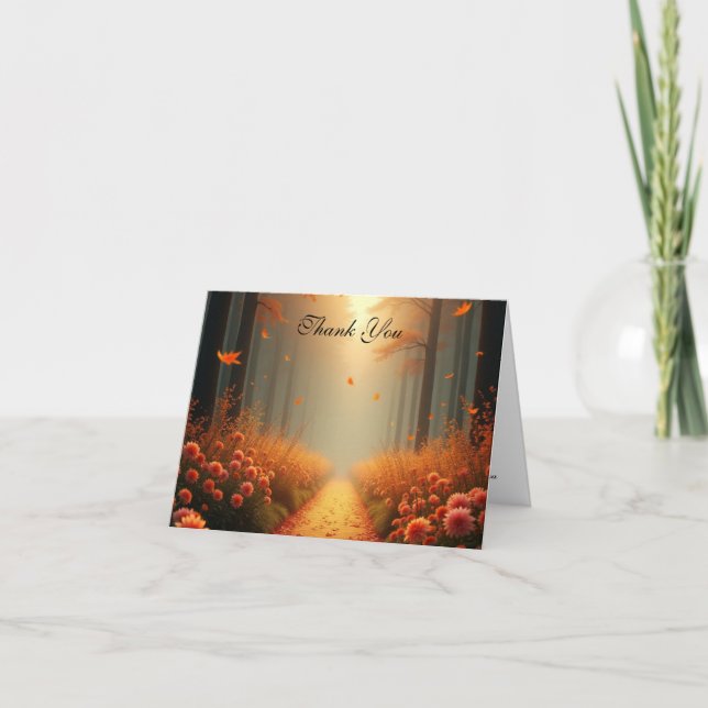 Golden Ember Autumn Woodland Stroll Thank You Card (Front)