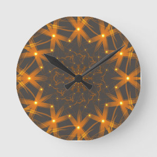 Golden Ember Lattice Round Clock
