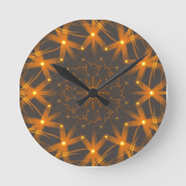 Golden Ember Lattice Round Clock (Front)