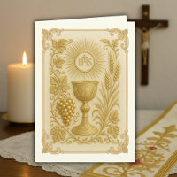 Golden Embossed Chalice Wheat Grapes Priest