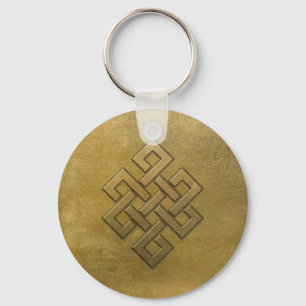 Golden Embossed Endless Knot Key Ring