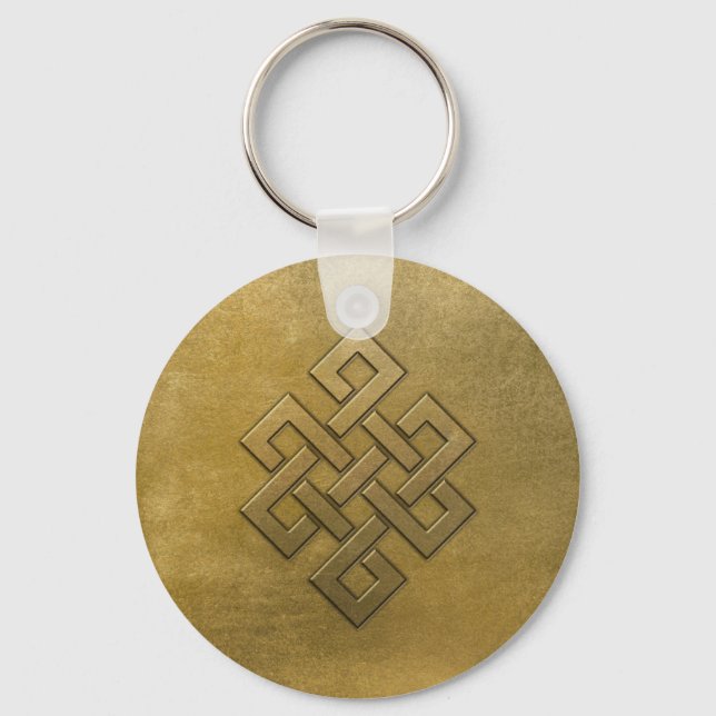 Golden Embossed Endless Knot Key Ring (Front)