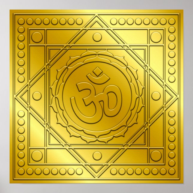 Golden Embossed Om Design Poster (Front)