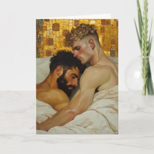 Golden Embrace of Two Men Card