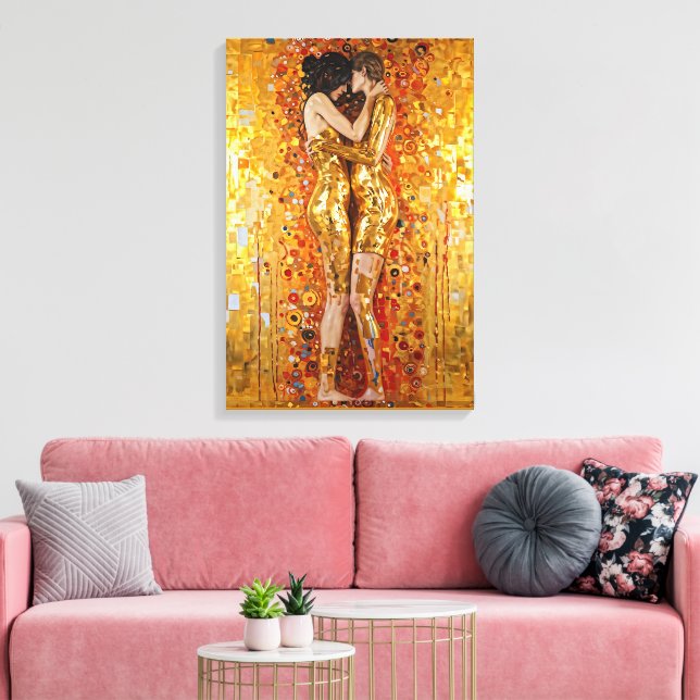 “Golden Embrace” Precious and Indestructible Canvas Print (Insitu(LivingRoom))