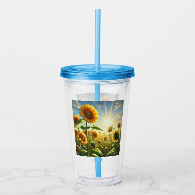 Golden Embrace Sunflower  Acrylic Tumbler (Front)