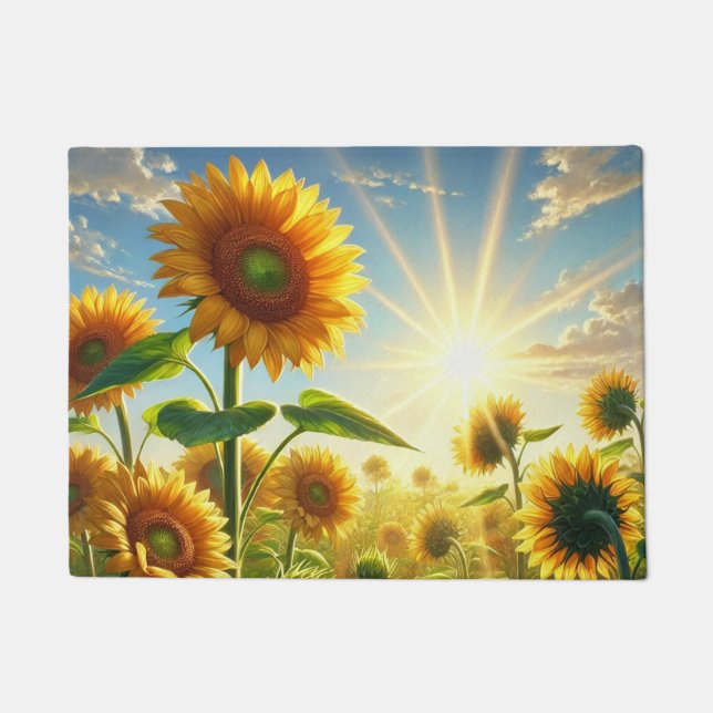 Golden Embrace Sunflower  Doormat (Front)