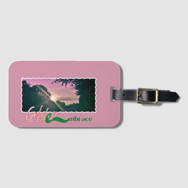 Golden Embrace Sunset Landscape Print Luggage Tag (Front Horizontal)
