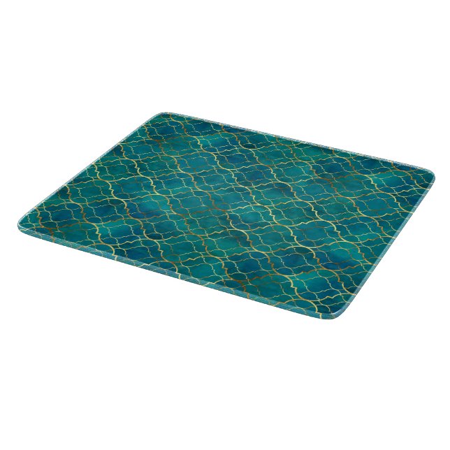 Golden Emerald Geometry Cutting Board (Corner)
