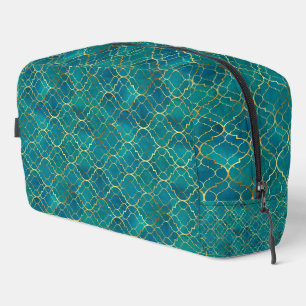Golden Emerald Geometry Dopp Kit