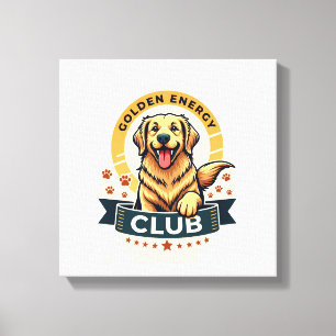 Golden Energy Club Golden Retriever Vintage Dog Lo Canvas Print