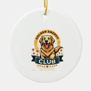 Golden Energy Club Golden Retriever Vintage Dog Lo Ceramic Tree Decoration