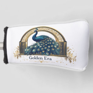 Golden Era Logo with Elegant Peacock Design Golf Head Cover