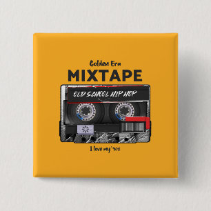 Golden Era Mixtape 90's Old School Hip-Hop Vibes 15 Cm Square Badge