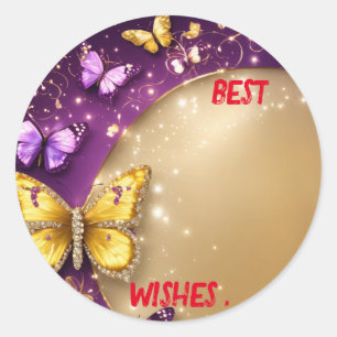 "Golden Euphoria: Enchanting Butterfly Bliss" Classic Round Sticker