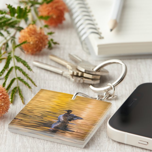 Golden eye on a golden lake key ring (Front Right)
