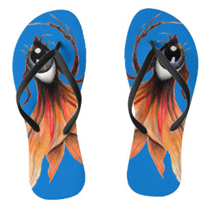 Golden Eye Surreal Goldfish Fantasy Original Art Jandals