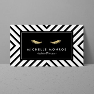 Golden Eyelashes with Mod Black and White Pattern Business Card
