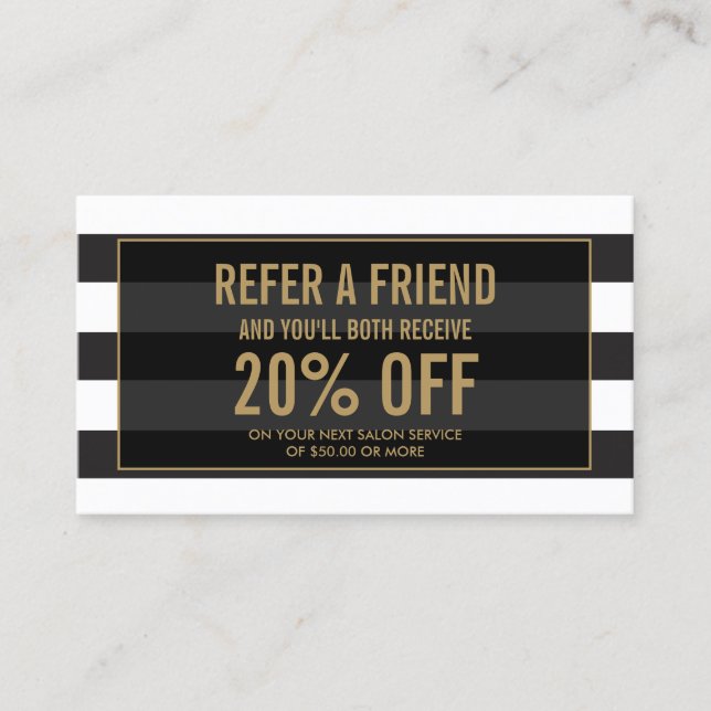 Golden Eyelashes with Stripes Referral Card (Front)