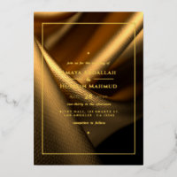 Golden Fabric Wedding Foil Invitation