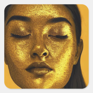Golden Face Square Sticker