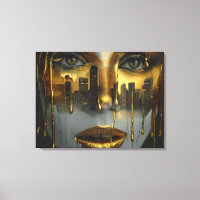 Golden Face Surrealist City Urban Digital Art