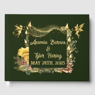 Golden Fairies Forest Wedding Guest Book
