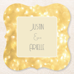 Golden Fairy Lights Paper Coaster
