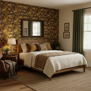 Golden fall floral wallpaper