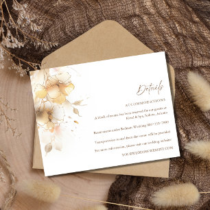 Golden Fall Floral Wedding Details Enclosure Card