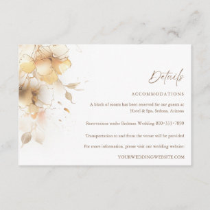 Golden Fall Floral Wedding Details Enclosure Card