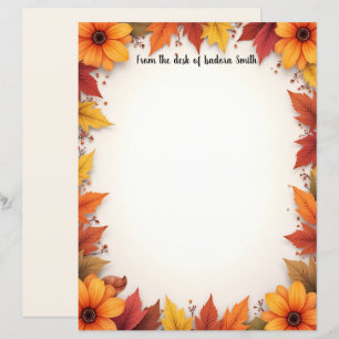 Golden Fall Flowers Stationery Paper
