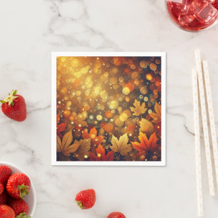 Golden Fall Foliage Bokeh Effect Decoupage Napkins