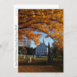 Golden Fall Foliage / Church & Cemetery 2 Postcard