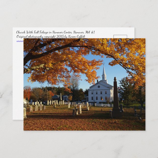 Golden Fall Foliage View Of Church From Cemetery 1 Postcard (Front/Back)