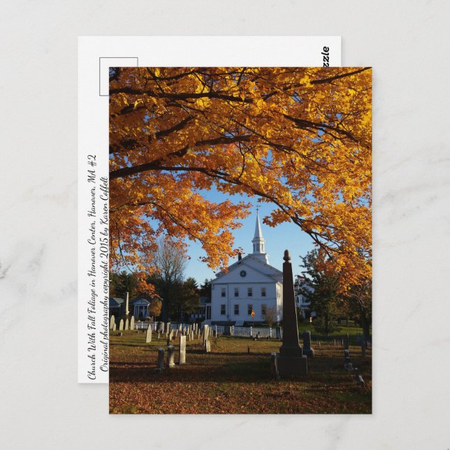 Golden Fall Foliage View Of Church From Cemetery 2 Postcard (Front/Back)
