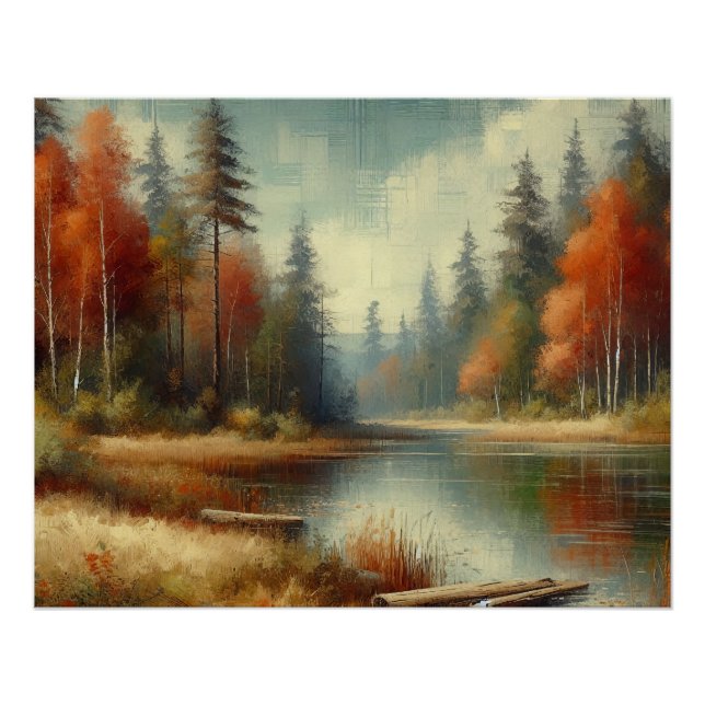 Golden Fall Forest Reflections Poster (Front)