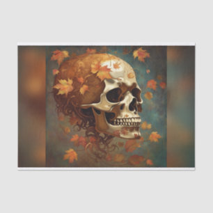 Golden Fall Skull Goth Decoupage Paper