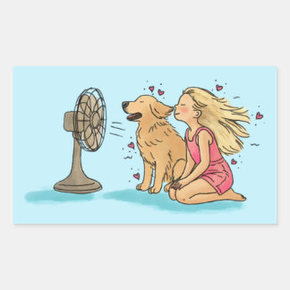 Golden Fan Girl Rectangular Sticker
