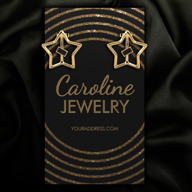 Golden Faux Foil Outline Circle Earring Display Business Card (Perfect for your business)