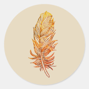 Golden Feather Art Classic Round Sticker, Glossy Sticker