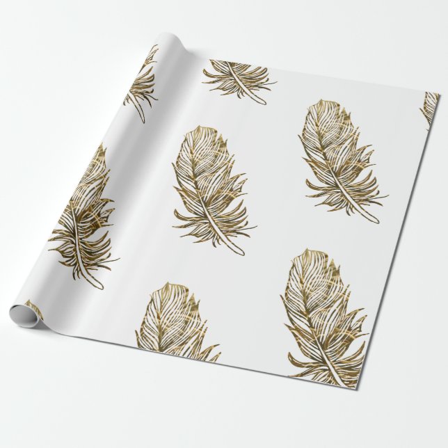 Golden Feather Art Matte Wrapping Paper (Unrolled)