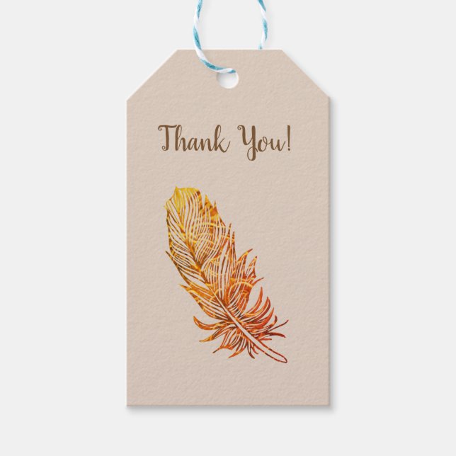 Golden feather Custom Gift Tags (Front)