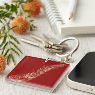 Golden Feather Key Ring