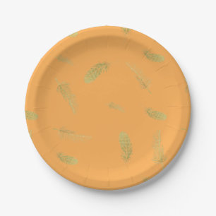 Golden Feathers Marigold Paper Plate